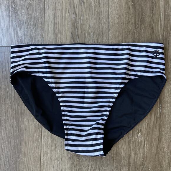 Coolibar Bikini Women Sz L Black White Stripped Sun Protective UPF 50+ - Picture 4 of 15